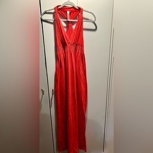 Feathers coral racer back maxi dress